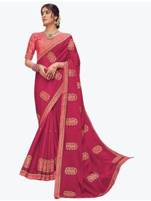 Light Blue Chinon Embroidered Saree small FABSA21897