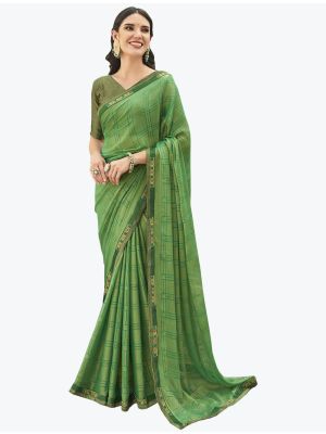 Light Blue Chinon Brasso Printed Saree small FABSA21888