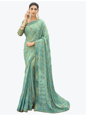 Rust Red Chinon Brasso Printed Saree small FABSA21889