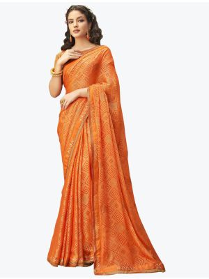 Grey Chinon Brasso Printed Saree small FABSA21892