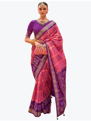 Orange Patola Silk Woven Saree With Swarovski Work small FABSA21882