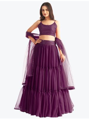 Rich Purple Georgette Readymade Designer Lehenga Choli FABLE20350