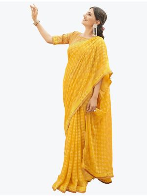 Green Chinon Brasso Printed Saree small FABSA21887