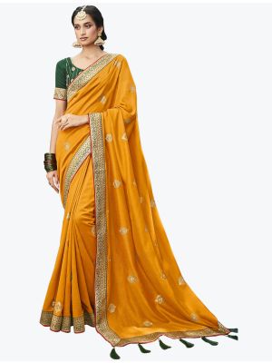 Greyish Black Vichitra Silk Zari Embroidered Saree small FABSA21868