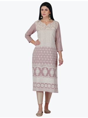 light purple viscose kurti with lucknowi embroidery work fabku20682