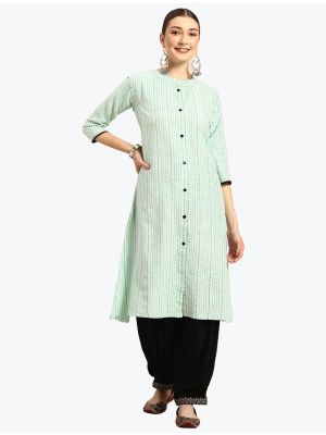 ice green cotton blend woven kurti fabku20707