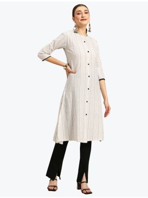 white cotton blend woven kurti fabku20706