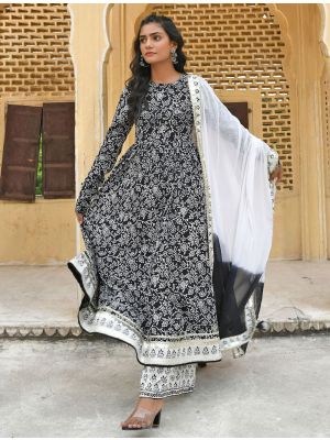 Black Premium Cotton Readymade Palazzo Suit swatch FABSL21390