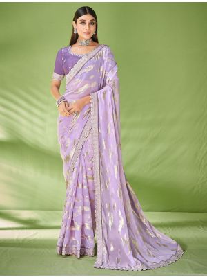 Lilac Premium Georgette Party Wear Saree