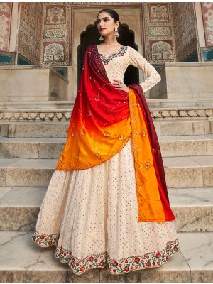 light peach premium georgette designer gown with dupatta small fabgo20194
