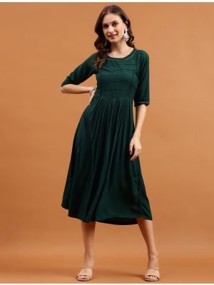 dark green viscose rayon stylish casual wear kurti fabku20804