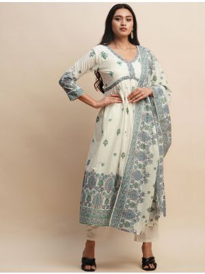 Off White Premium Cotton Readymade Salwar Kameez FABSL21526