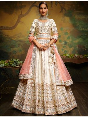 Off White Premium Silk Designer Bridal Lehenga Choli small FABLE20362
