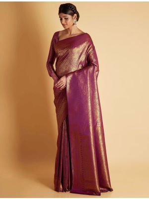 Purple Two Tone Kanjivaram Silk Saree