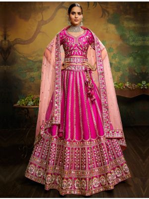 Rich Pink Premium Silk Designer Bridal Lehenga Choli small FABLE20363