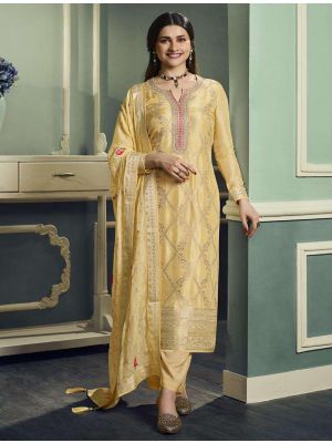 Yellow Viscose Silk Embroidered Semi Stitched Suit small FABSL21570