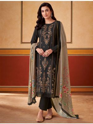 Black Muslin Embroidered Salwar Kameez small FABSL22148
