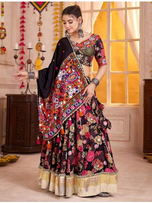 Black Viscose Cotton Exquisite Ready To Wear Lehenga small FABLE20485