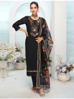 Black Viscose Silk Embroidered Ready To Wear Salwar Kameez FABSL22263