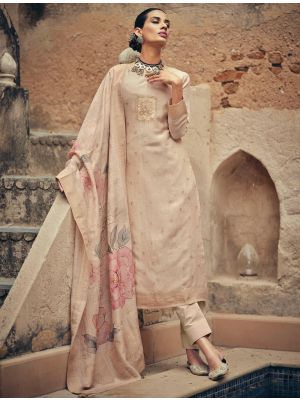 Blush Beige Cotton Silk Semi Stitched Salwar Kameez small FABSL22507