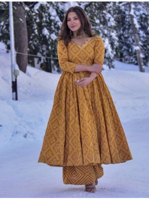 bright orange cotton silk digital printed kurta palazzo set fabku21041