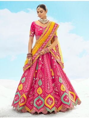 Bright Pink Silk Premium Designer Lehenga small FABLE20452