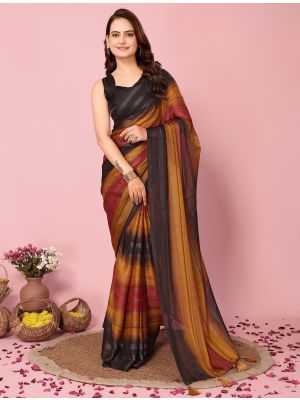 Burnt Orange Rangoli Silk Ready To Wear Saree