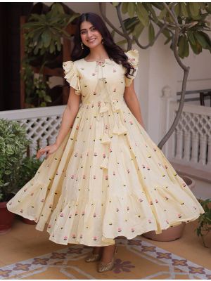 butter cream cotton embroidered tiered midi dress fabku21212