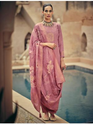 Dusty Rose Cotton Silk Semi Stitched Salwar Kameez small FABSL22504