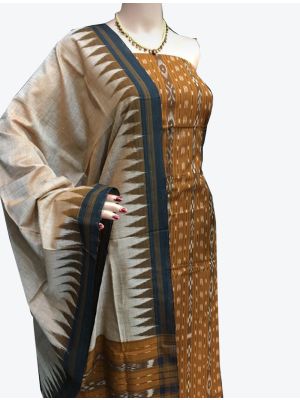 Brown Handwoven Sambalpuri Cotton Unstitched Suit with Dupatta thumbnail FABSL20260