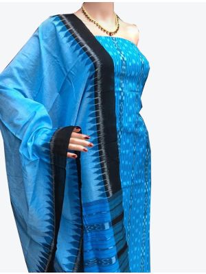 Light Blue Handwoven Sambalpuri Cotton Unstitched Suit with Dupatta small FABSL20258