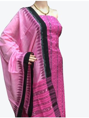Pink Handwoven Sambalpuri Cotton Unstitched Suit with Dupatta small FABSL20242