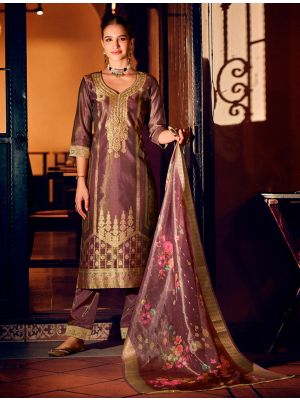 Grape Purple Shimmer Art Silk Ready To Wear Salwar Kameez FABSL22289