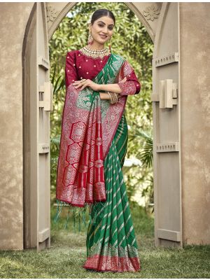 Green Banarasi Silk Traditional Pattern Saree