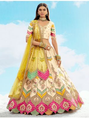 Hawaiian Cream Silk Premium Designer Lehenga small FABLE20443