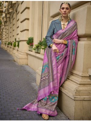 Hot Pink Art Silk Premium Designer Saree