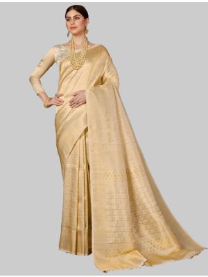Beige Woven Designer Saree small FABSA20143