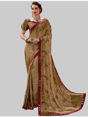 Brown Chiffon Designer Saree small FABSA20219