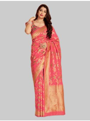 Dark Pink Silk Designer Saree small FABSA20052