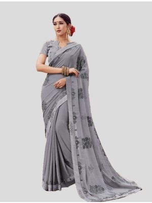 Grey Georgette Designer Saree small FABSA20002
