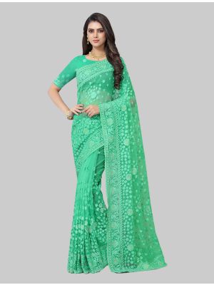 Light green Net Designer Saree small FABSA20223