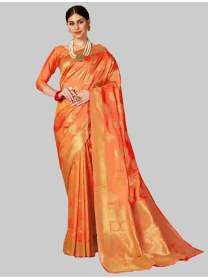 Orange Silk Designer Saree small FABSA20146