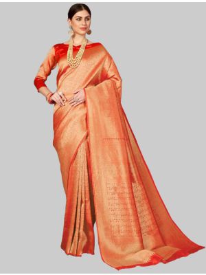 Orange Woven Designer Saree small FABSA20139