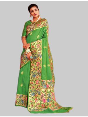 Peach silk Designer Saree small FABSA20062