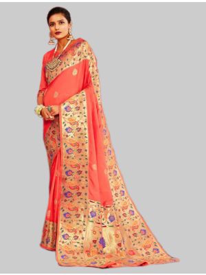 Pink silk Designer Saree small FABSA20064