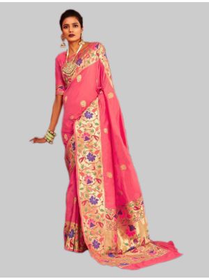 Pink silk Designer Saree small FABSA20066