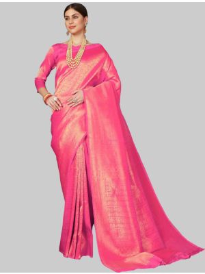 Rani Pink Woven Designer Saree small FABSA20144