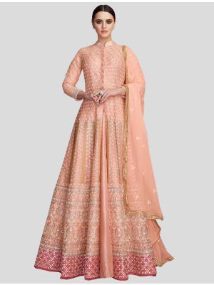 Peach Georgette Anarkali Suit with Dupatta small FABSL20063
