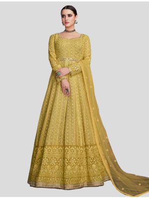 Yellow Georgette Anarkali Suit with Dupatta small FABSL20065