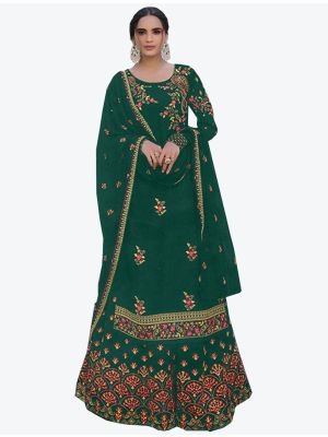 Green Faux Georgette Palazzo Suit with Dupatta small FABSL20233